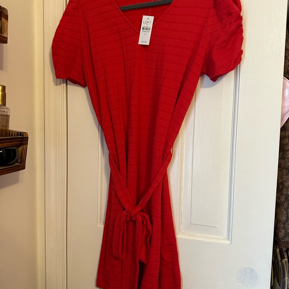 Loft red shirt dress NWT